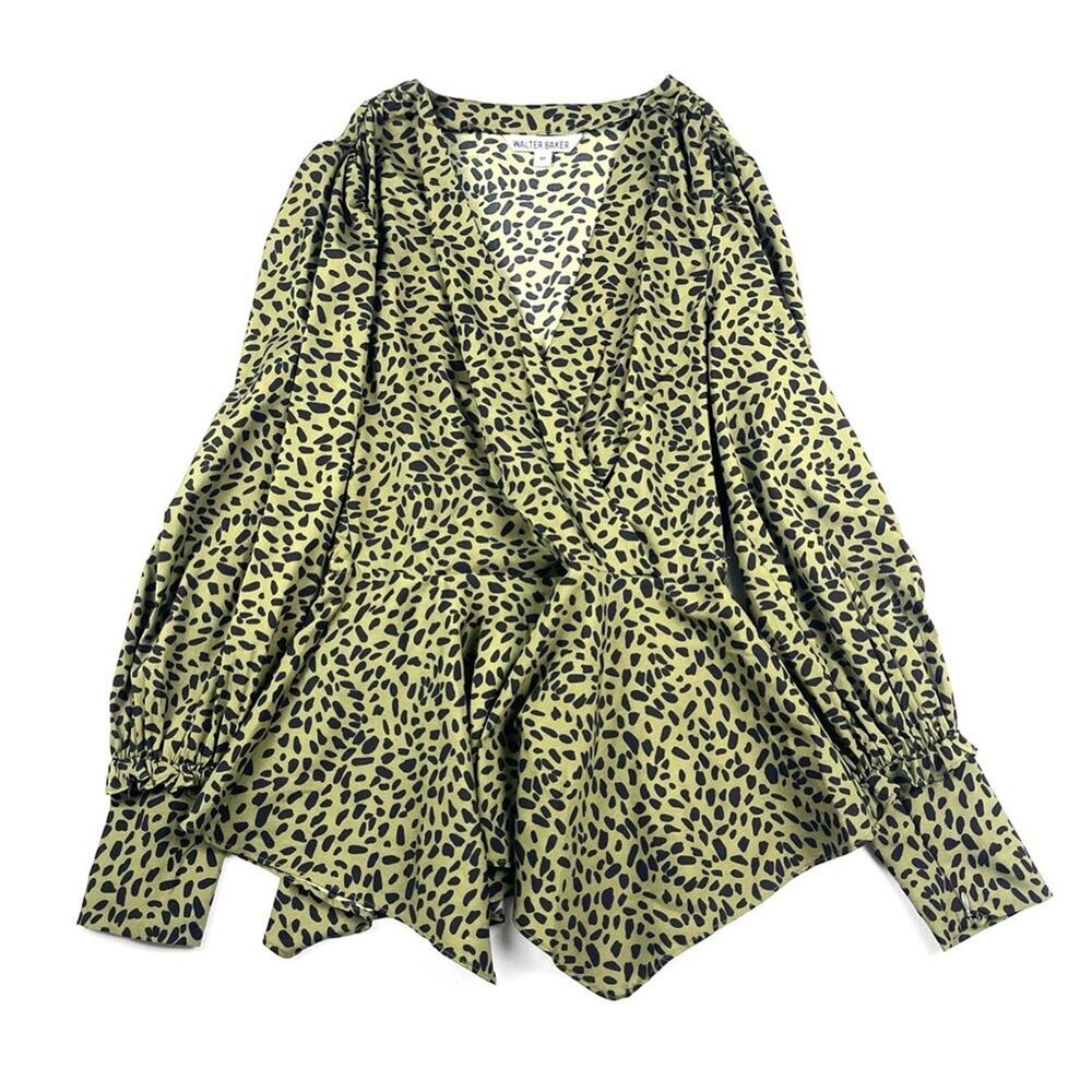 Walter Baker Animal Print Surplice Fit Flare Blouse